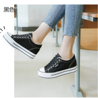 金三志内增高女鞋厚底帆布鞋女松糕板鞋小白鞋韩版百搭布鞋休闲球鞋帆布鞋