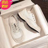 金三志禾央央厚底帆布鞋女学生2021年春季新款百搭ulzzang增高板鞋ins潮帆布鞋