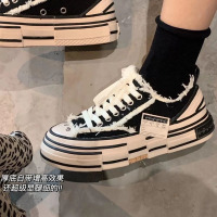 金三志吴建豪帆布鞋同款网红硫化乞丐鞋女厚底增高半拖男松糕街拍板鞋潮帆布鞋