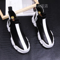 金三志欧洲站风潮男休闲鞋个性时尚高帮鞋厚底工装男靴韩版白色高邦板鞋休闲鞋