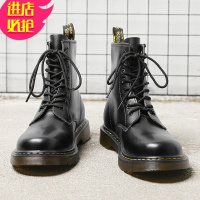 金三志皮马丁靴男高帮英伦风工装靴韩版百搭潮鞋春季中帮机车风潮鞋男休闲鞋