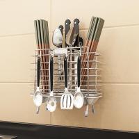 304不锈钢刀架厨房置物架用品壁挂式筷笼一体筷子刀具菜刀收纳架