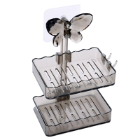 致源创意免打孔双层沥水皂盒卫生间强力吸盘家用吸壁式多层塑料肥皂架