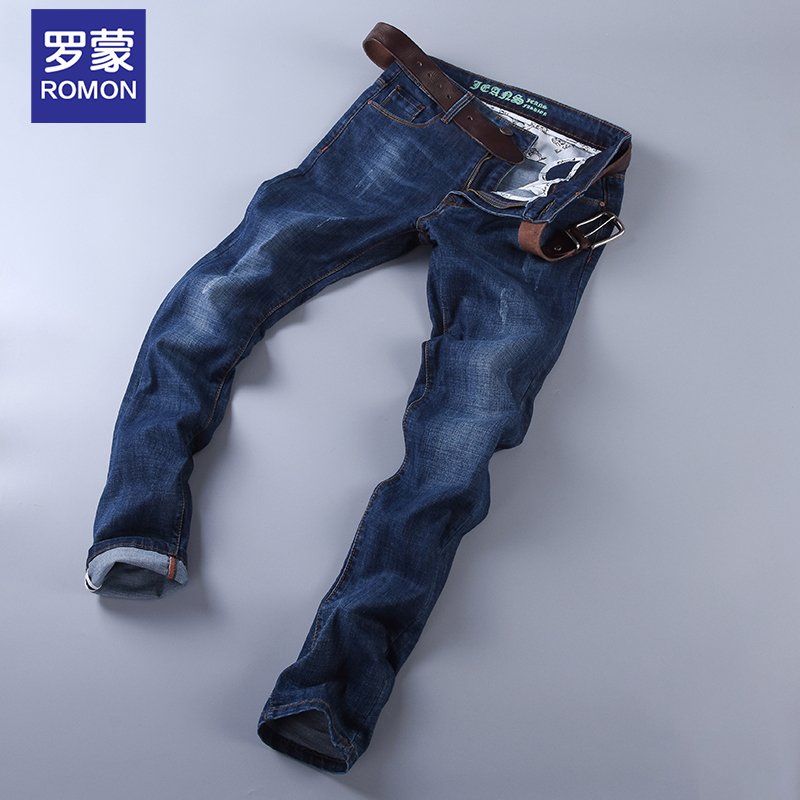 罗蒙（ROMON）春季牛仔裤男士2018韩版潮流修身弹力小脚男生春秋季长裤