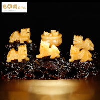 慈元阁开光黄玉五福临门貔貅摆件家居办公风水礼品装饰聚宝盆摆设