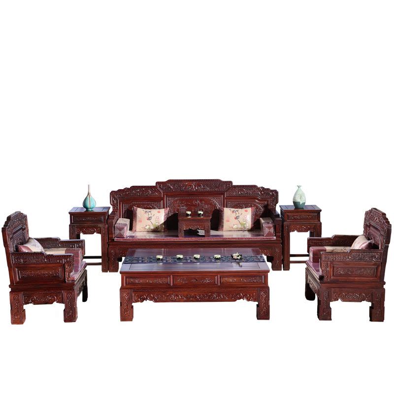 祥蕴阁红木家具老挝红酸枝中式沙发巴厘黄檀仿古典实木客厅组合图片