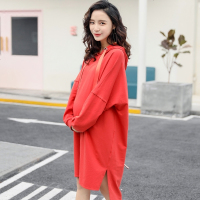 弹力针织孕妇卫衣裙春季长袖连衣裙宽松加肥大码休闲春装上衣