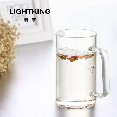 明尊(LIGHTKING)玻璃茶杯 茶水分离杯绿茶杯学生男女士便携办公商务大容量过滤泡茶杯