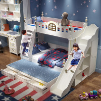 高低床儿童床上下铺男女孩公主实木母子床木床双人床多功能小户型
