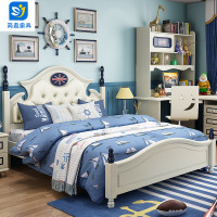 欧式儿童床男孩单人床女孩公主床小孩床1.5米儿童房家具组合套装