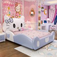 分床神器儿童床女孩公主床卡通床单人床hellokitty 1.5米分床小床