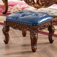 美式矮凳家用客厅迷你雕花皮凳沙发凳子换鞋凳欧式茶几凳小矮凳