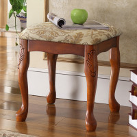 美式实木梳妆凳换鞋凳卧室小方凳子古筝练琴茶几凳欧式布艺化妆凳
