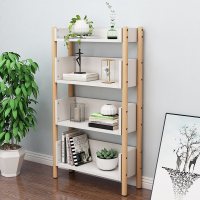 简易书架实木多层收纳置物现代简约阳台落地儿童储物架上学书柜