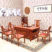 红木茶桌 实木家具中式茶桌椅组合鸡翅木功夫茶几 非洲花梨木茶台