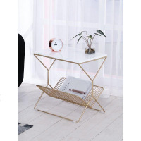 北欧现代简约卧室床边桌子大理石小茶几铁艺床头柜沙发边几角几