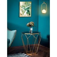 北欧现代简约大理石轻奢床边几钢化玻璃小茶几桌铁艺沙发边几角几