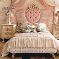 公主床欧式实木儿童床女孩床软包床意大利单人双人床童床粉红色床