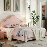 美式梦幻公主床1.5米 现代简约欧式女孩床粉红色少女床布艺儿童床