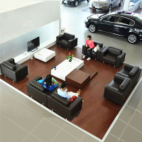 大众4s店客户休息区接待室办公沙发茶几组合洽谈会客真皮三位单人