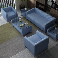 办公沙发布艺简约现代小型休闲美容院会客接待室简易沙发茶几组合