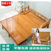 加固竹床单人双人多功能两用折叠沙发床午睡午休实木竹硬板床1.5