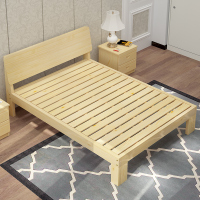 实木床1.8米主卧现代简约双人床1.5米单人1.2m木床出租房经济床架