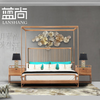 新中式实木床卧室床1.8米架子床双人床酒店别墅宾馆样板房家具定