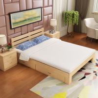 简约现代实木床松木床1.21.51.8米双人床成人儿童床单人床