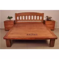 老榆木双人床实木床现代简约床1.81.5米实木硬板床卧室双人床单人