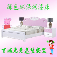 青少年儿童单人实木床1.2m白色烤漆公主床1.5米男孩女孩储物高箱