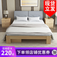 现代简约实木床1.8米双人床主卧1.5m单人1.2经济型出租房屋简易床