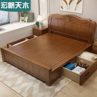 实木床现代简约1.8米双人主卧2米2.2米大床新中式1.5箱体储物婚床