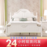 韩式床田园公主床1.8米高箱储物双人床欧式实木卧室家具1.5米