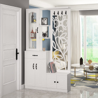 现代简约玄关厅柜白色镂空屏风隔断柜客厅装饰酒柜入户双面鞋柜