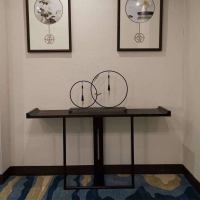 新中式玄关台简约现代入户玄关桌厅实木条案端景台会所酒店案几