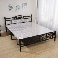 可折叠床四折床双人床单人床1.2米1.5米床午休床木板床简易铁艺床