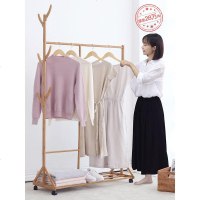 挂衣架落地卧室简易衣服架子简约现代式家用多功能移动实木衣帽架