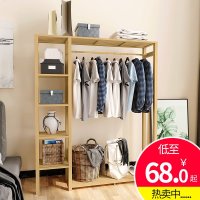 家用简约现代简易挂衣架衣柜落地式衣帽架卧室实木收纳架置物架