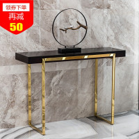 简约轻奢金色不锈钢实木玄关桌酒店端景台入户厅走廊装饰条案几