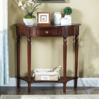 欧式玄关桌子靠墙窄客厅条几美式背几半圆桌现代简约实木装饰台
