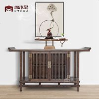 老榆木玄关台新中式边柜条案厅玄关桌简约实木案柜定制地柜案台