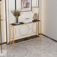 北欧简约大理石玄关桌轻奢铁艺玄关台中式条案窄桌靠墙玄关置物桌