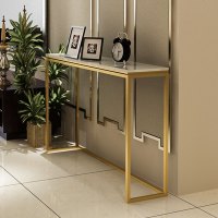 北欧简约现代大理石玄关桌金色铁艺玄关台条几条案长条窄桌靠墙桌