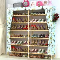简易牛津布鞋架家用组装省空间实木防尘经济型简约现代多功能鞋柜