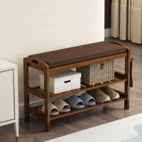 鞋架子置物架简易家用小鞋柜厅柜楠竹简约现代口可坐式换鞋凳