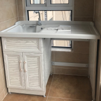 滚筒洗衣机柜阳台组合太空铝洗衣池台槽石英石盆带搓板面伴侣一体