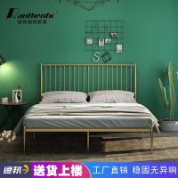 北欧简约铁艺床双人床1.8米 网红铁床单人床1.2米金色铁床架1.5米