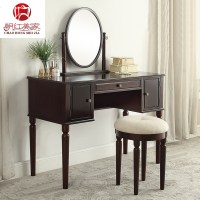 美式实木梳妆台卧室小户型多功能欧式收纳化妆桌子简约白色现代