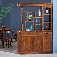 红木家具鸡翅木隔断柜 客厅进双面屏风玄关柜 实木新中式隔厅柜